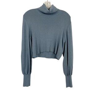 Wilfred Rebecca Turtleneck Sweater Cropped Wool Blue Gray - Size Small